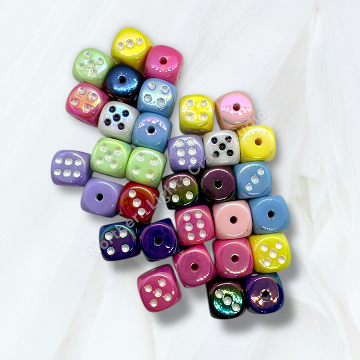 Colorful UV Coated Acrylic 14mm Dice Bead Mix - 20pc.