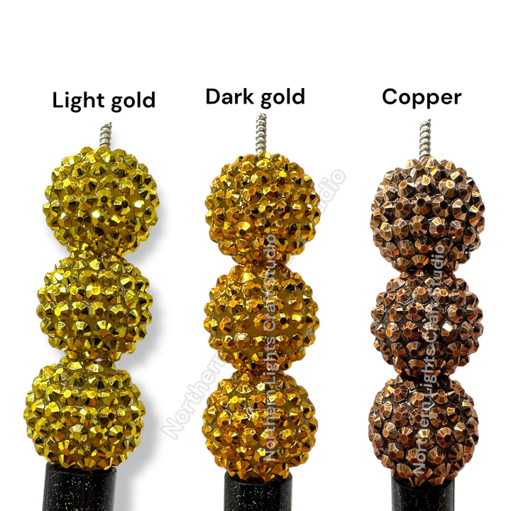 Dark Gold Color Acrylic Rhinestone Bubblegum Beads - 10pc.