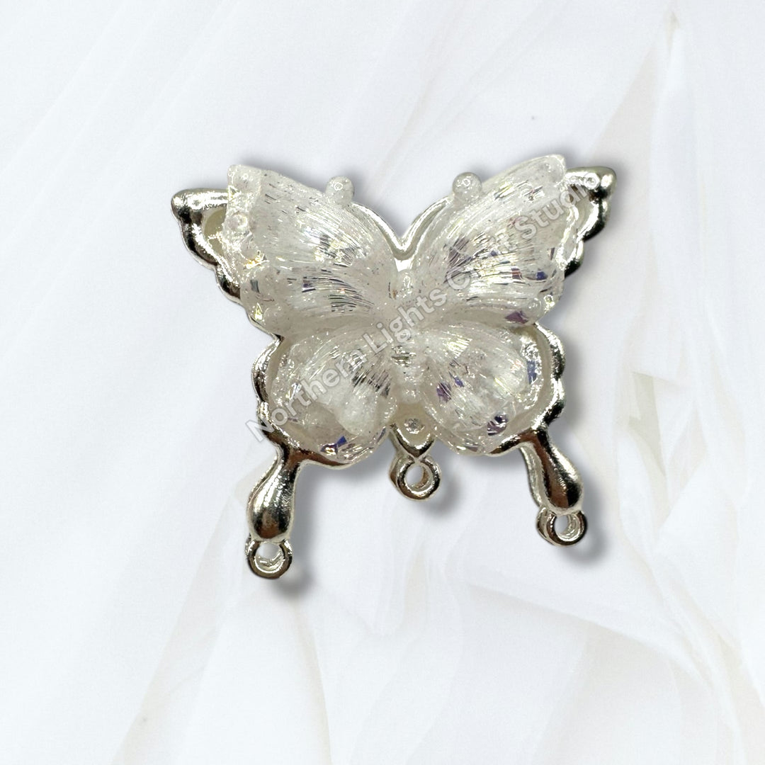 Metal Silver Soft Touch Butterfly Connector Bead