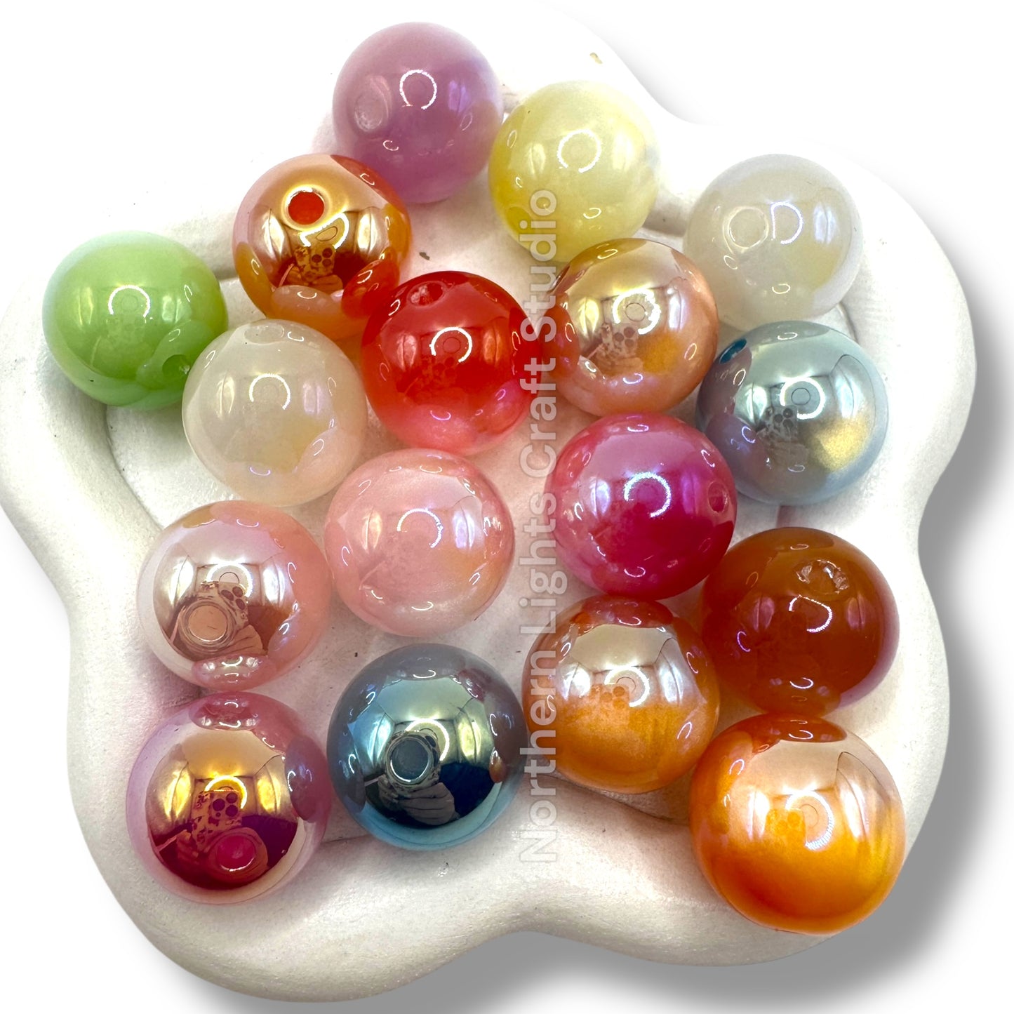 UV Shiny Cat Eye Bead Bright Color Mix-16mm-20pc.
