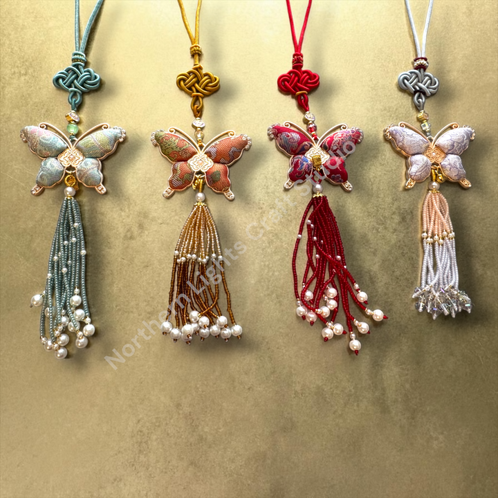 Song Brocade Long Butterfly Keychain / Decorative Hanging Charm