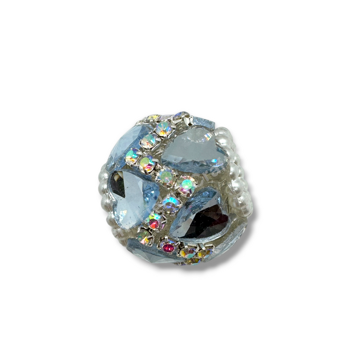 Rhinestone Zig Zag Heart Shape Crystal Fancy Bead - 4pc.