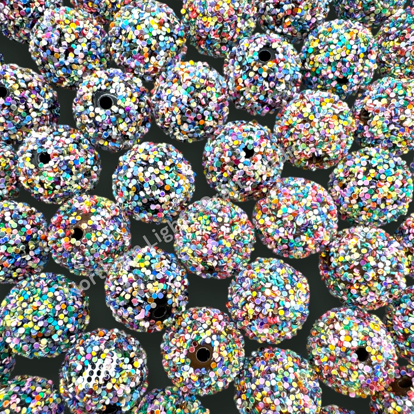 20mm Colorful Confetti Glitter Bead