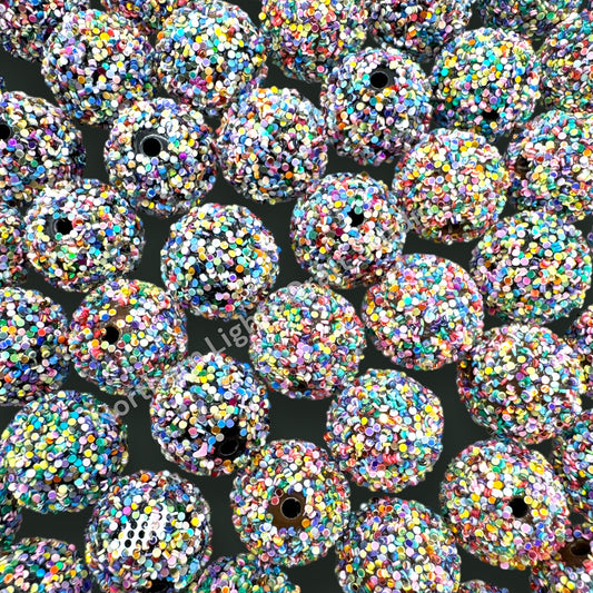 20mm Colorful Confetti Glitter Bead