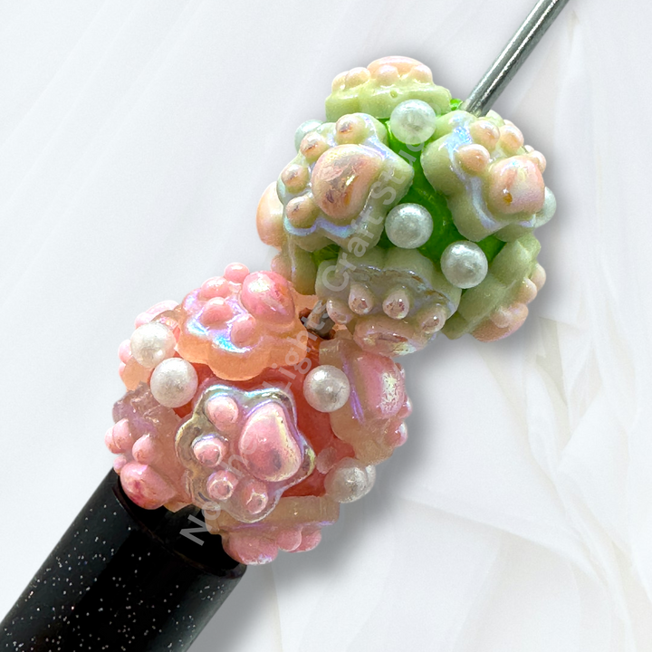 Fancy Clay Base Paw Charm Beads -5pc.