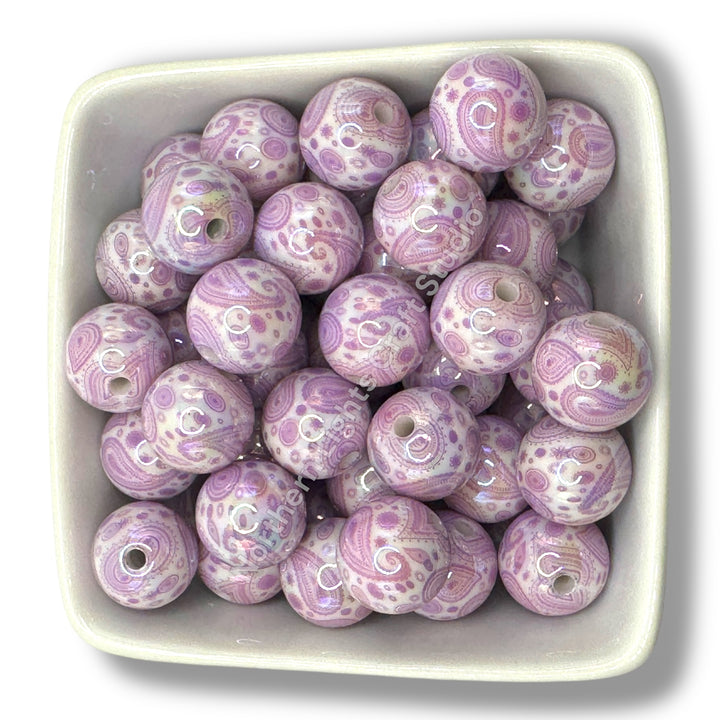 Paisley Bandana Printed 16mm Acrylic Beads - 20pc.