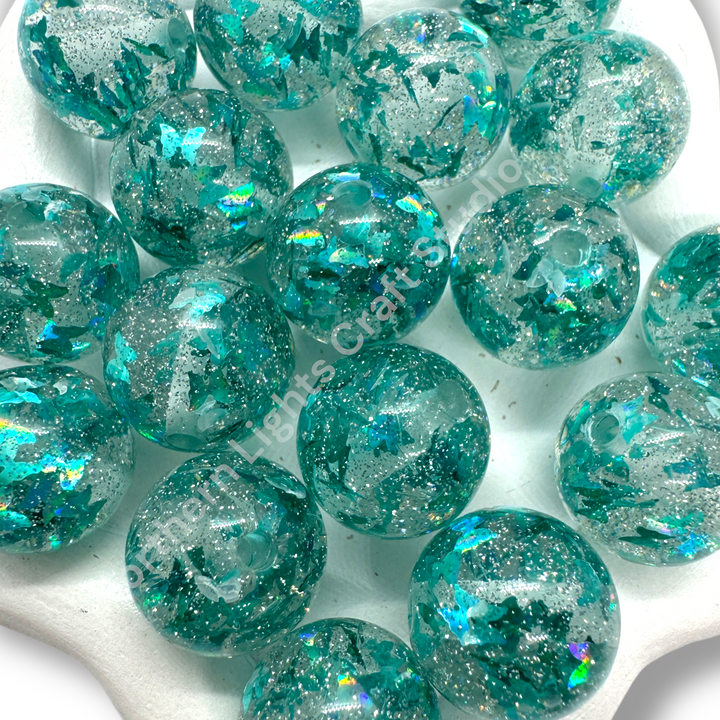 Glitter Foil Teal Butterfly Beads 16mm - 20pc.