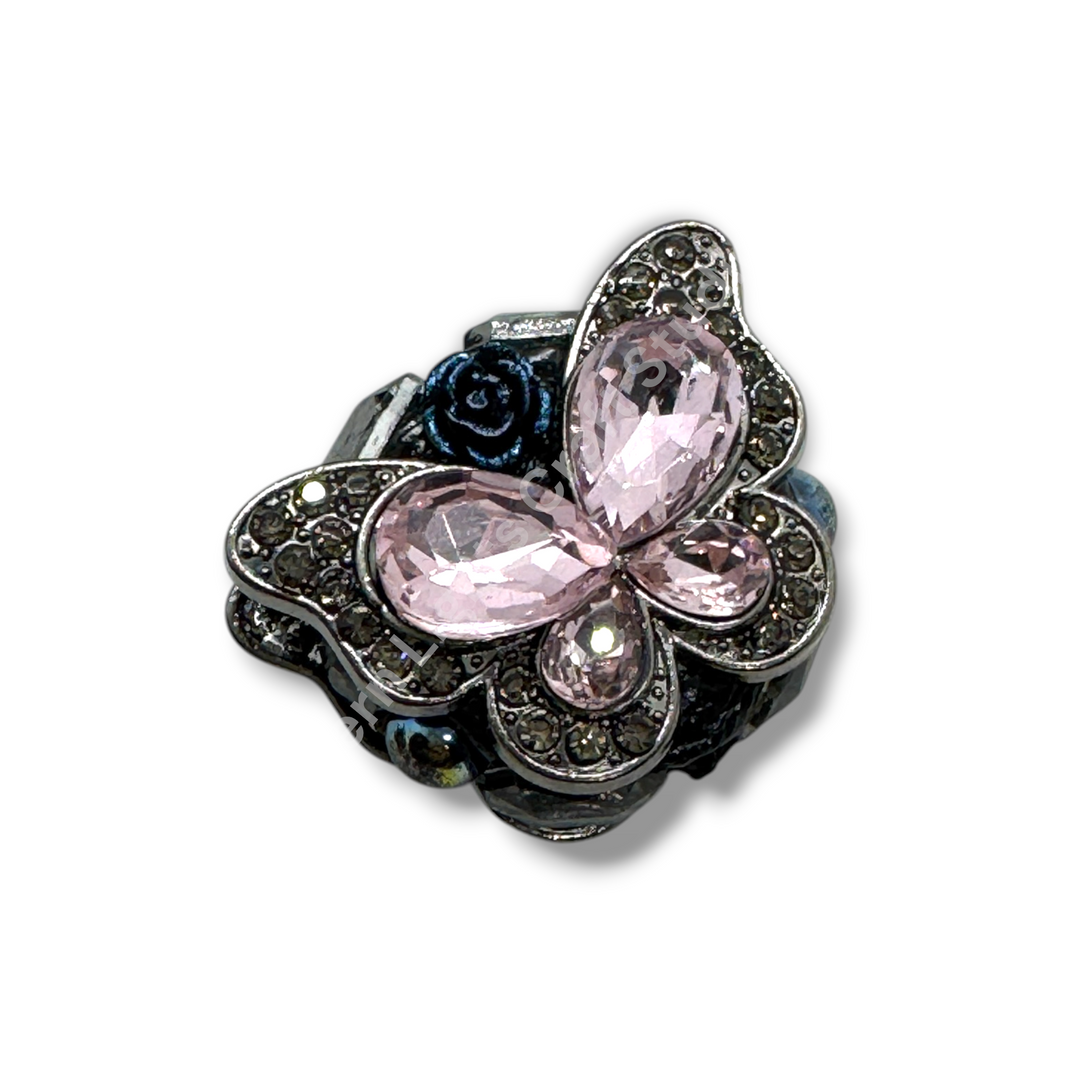 Fancy Crystal Butterfly Gunmetal Clay Base Beads - 1pc.