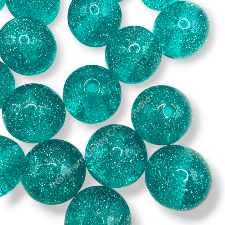 Glitter Dust 16mm High Quality Resin Beads - 20 Pcs.