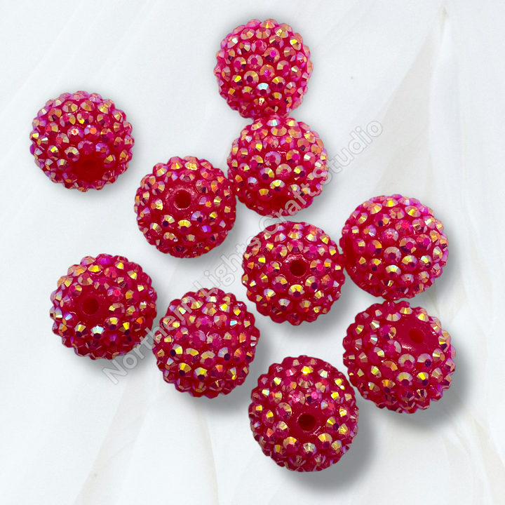 Fuchsia 20mm Acrylic Rhinestone Bubblegum Beads - 10pc.