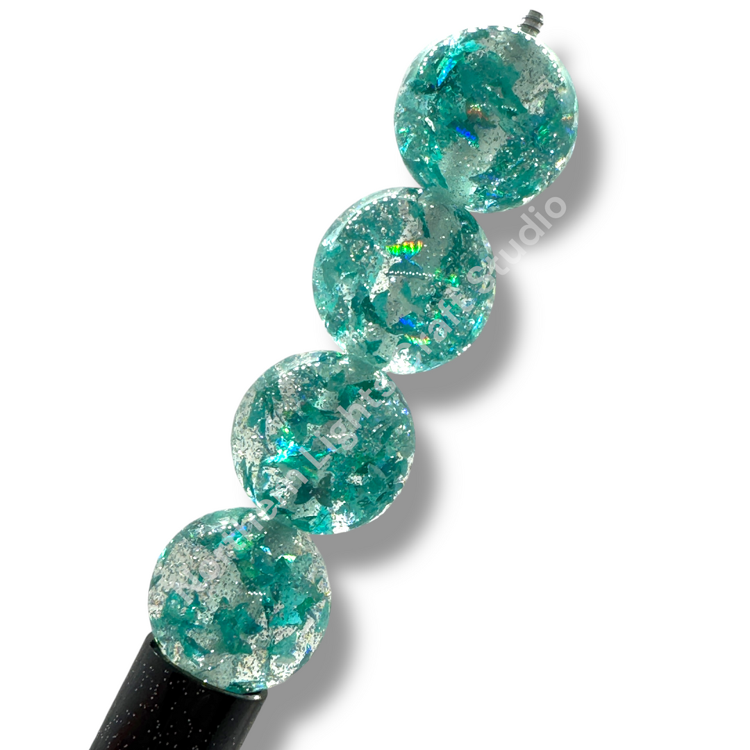 Glitter Foil Teal Butterfly Beads 16mm - 20pc.