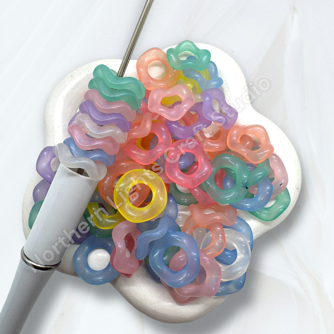 Jelly Luminous Glitter Wavy Spacers 16mm - Choose Color- 50pc.