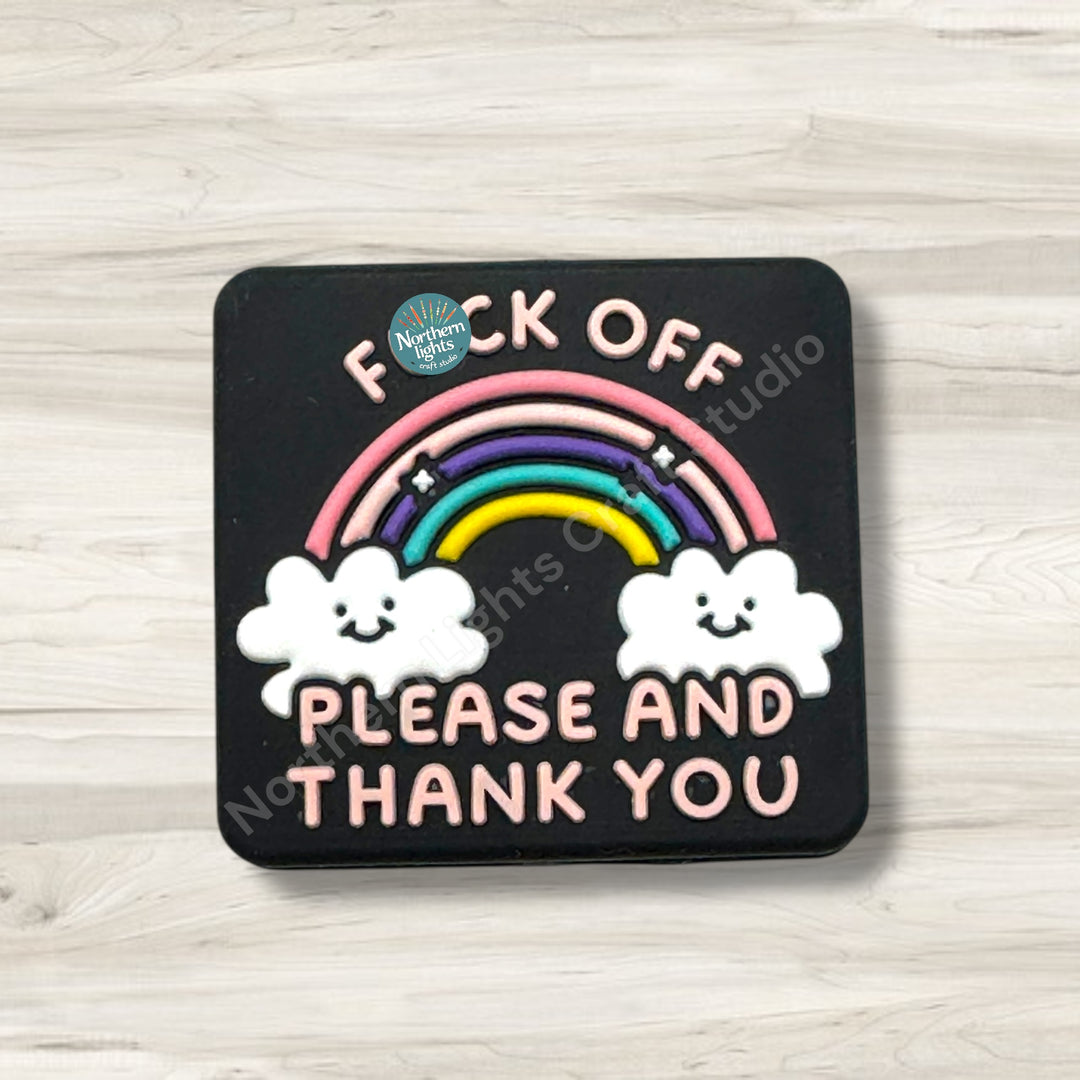 F*ck Off Please and Thank You Silicone Focal Bead, Sarcastic Bead, Bad Word Focal