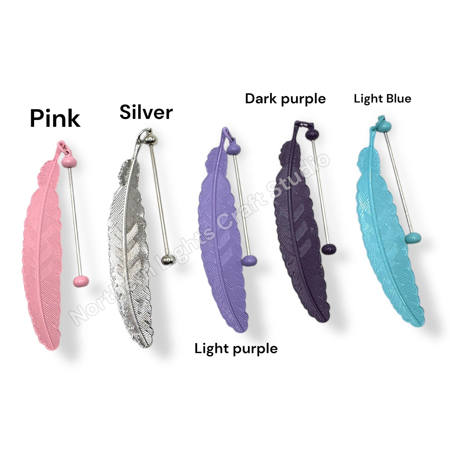 Feather Shaped Beadable Metal Bookmarks