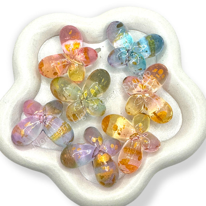 Puffy Butterfly Bead with Gold Flake - 10pc. Mix