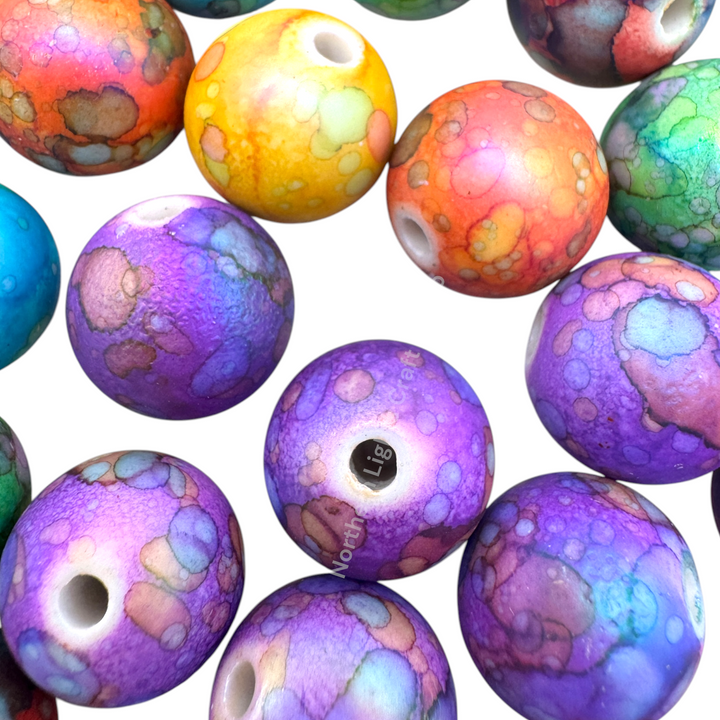 Tie Dye Matte Finish Printed 16mm Acrylic Beads - 20pc.