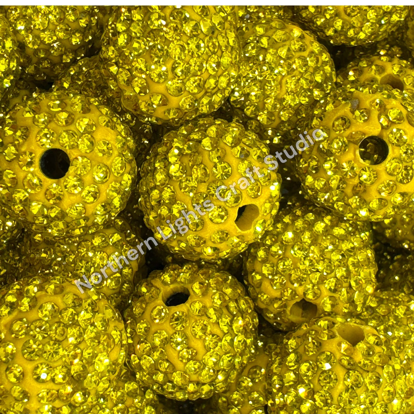 Yellow Rhinestone Beads-16mm - 10pc.