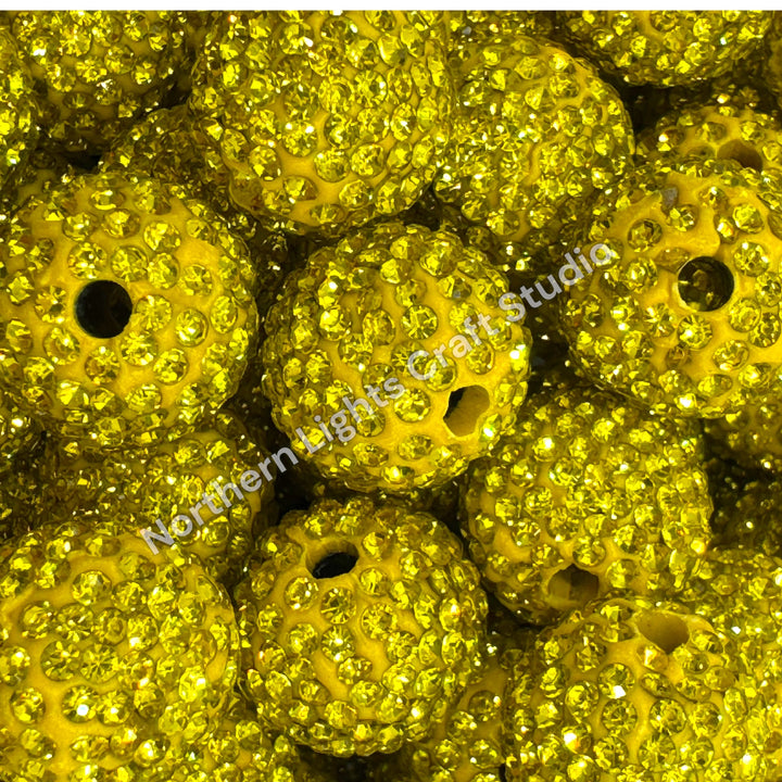 Yellow Rhinestone Clay BaseBeads-16mm - 10pc.
