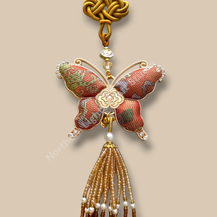 Song Brocade Long Butterfly Keychain / Decorative Hanging Charm