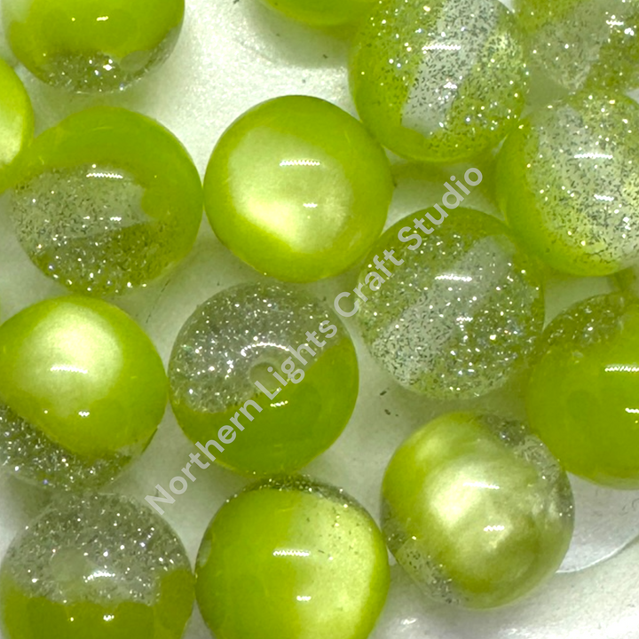 Cat Eye Glitter Galaxy 16mm Bead - Green or Gold - 20 Pcs.