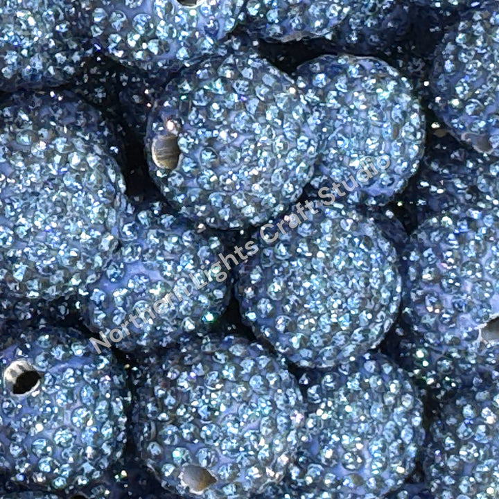 Blue Rhinestone Clay Base Beads-16mm - 10pc.