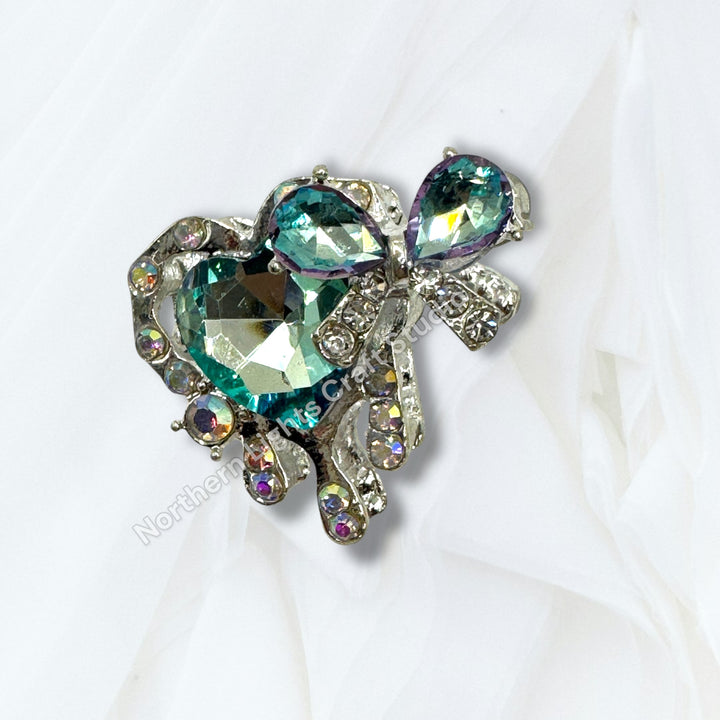 Metal Alloy Heart and Bow Bead