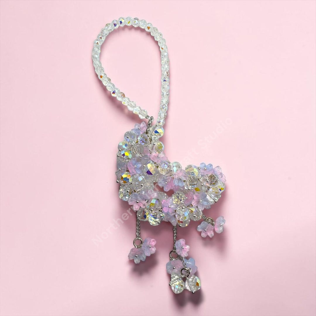 AB And Purple Pink Ombre Flower Crystal Moon Suncatcher Car Charm