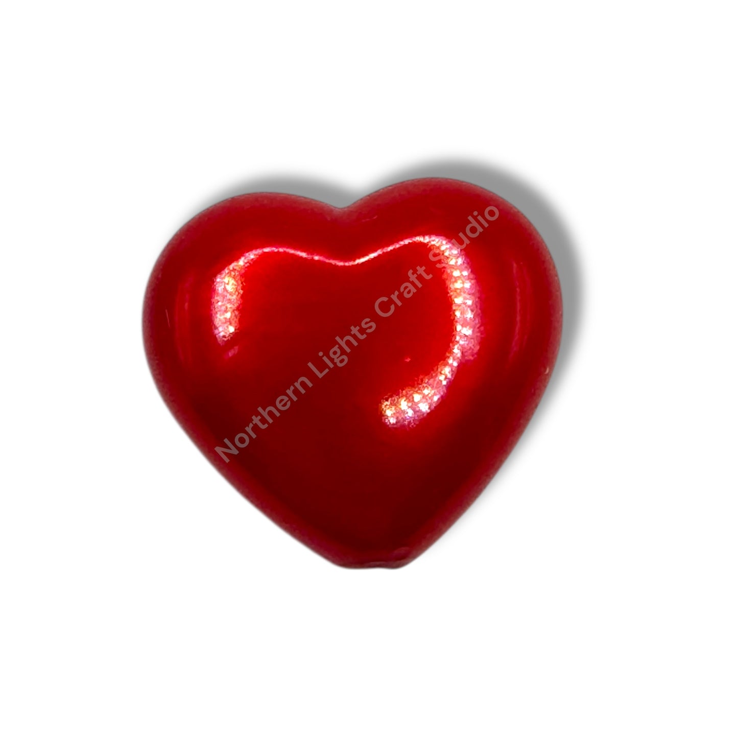 Puffy Acrylic Red Pearl Finish Hearts - 5 pc.