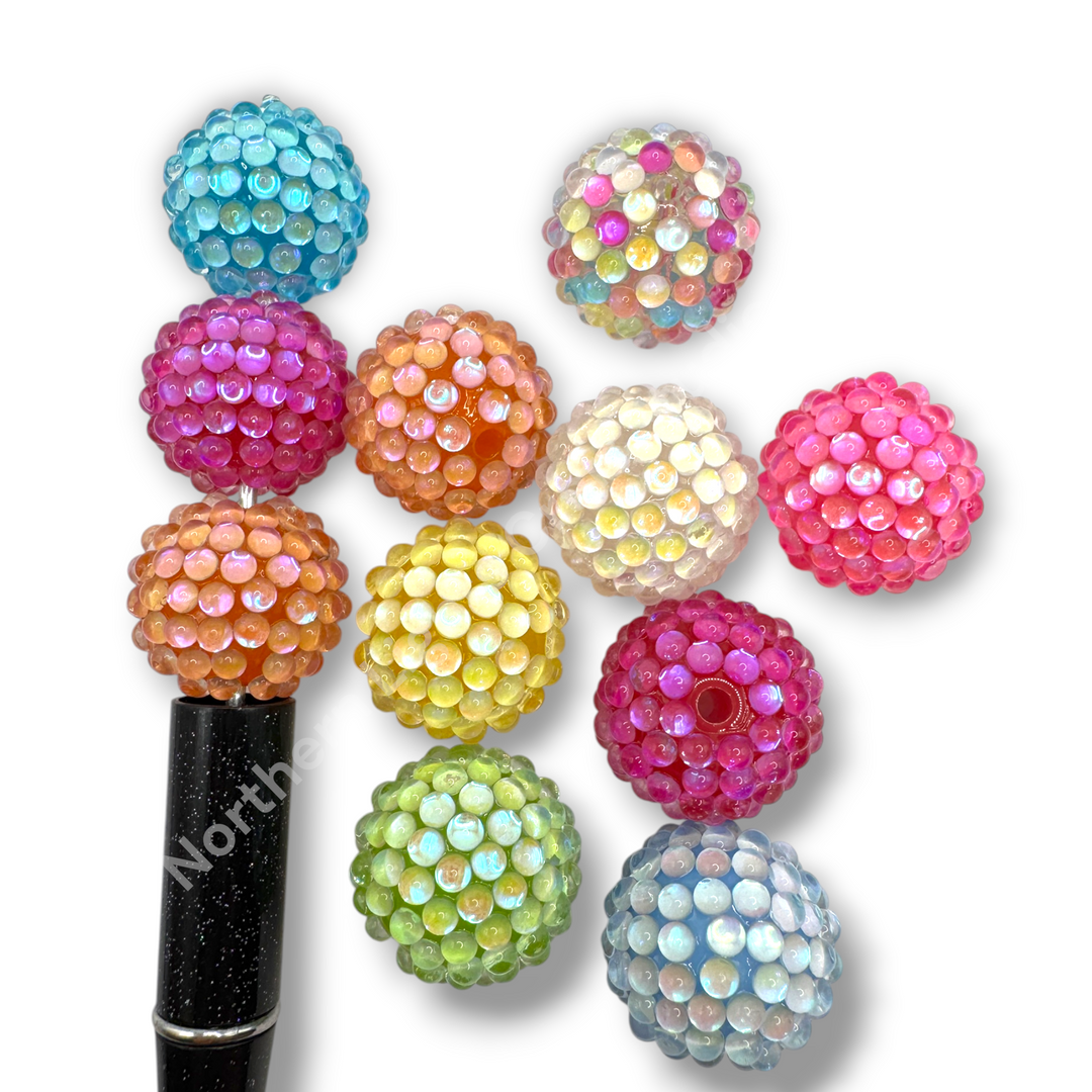 Glass Bubble 20mm Acrylic Base  Fancy Beads - 9pc.