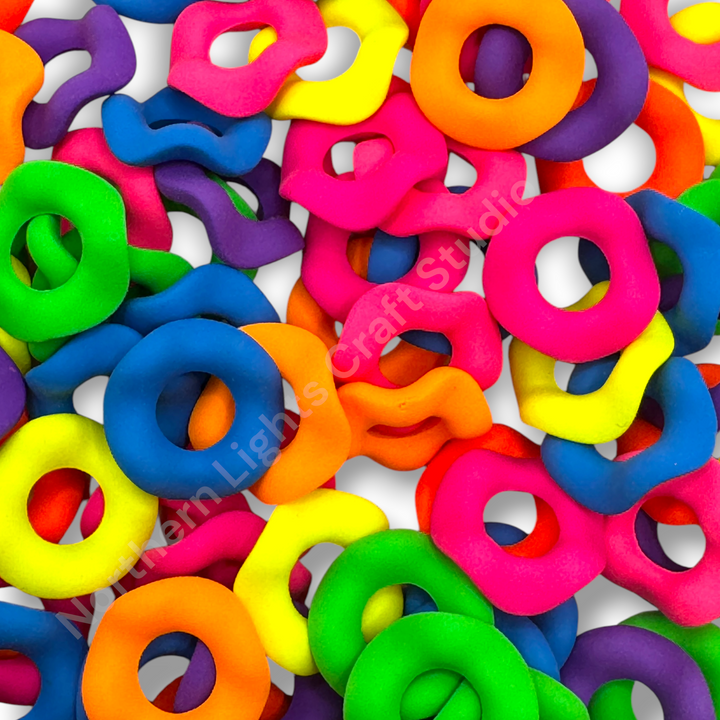 Neon Matte Finish Acrylic 16mm Wavy Spacers - 50pc. Mix
