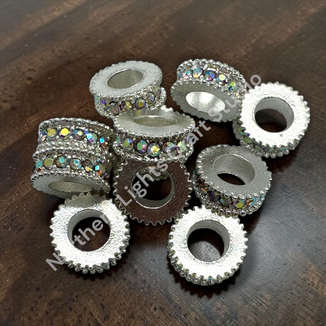 10mm Metal Wheel Spacer with Rhinestones -10pcs