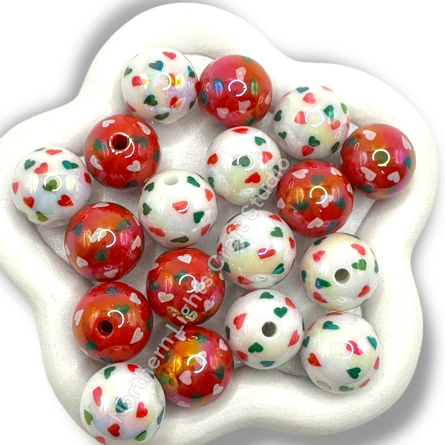 16mm Christmas Acrylic Printed Mix - 10 pc.