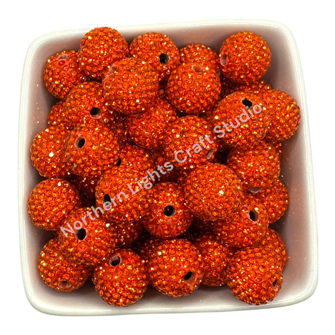 Orange Rhinestone Clay Base Beads-16mm - 10pc.