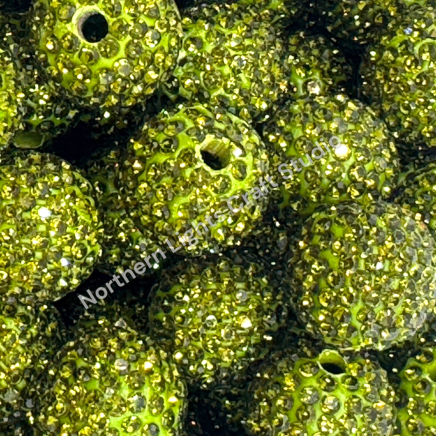Olive Rhinestone Beads-16mm - 10pc.