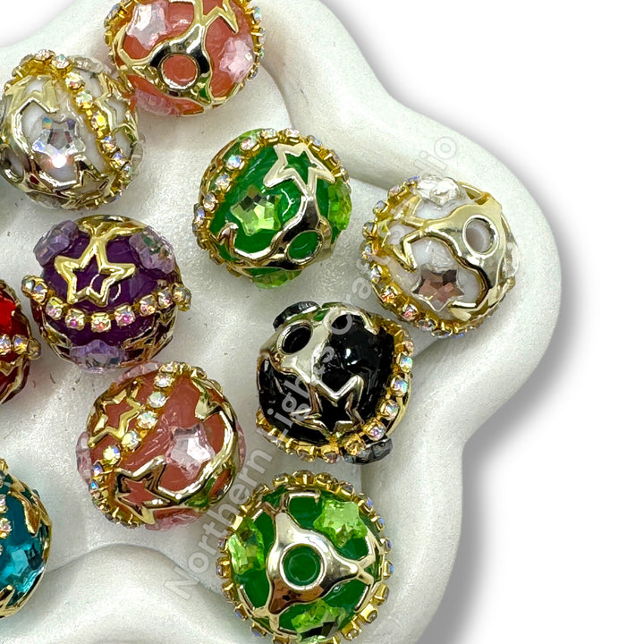 Gold Star cage beads - 4 pc.