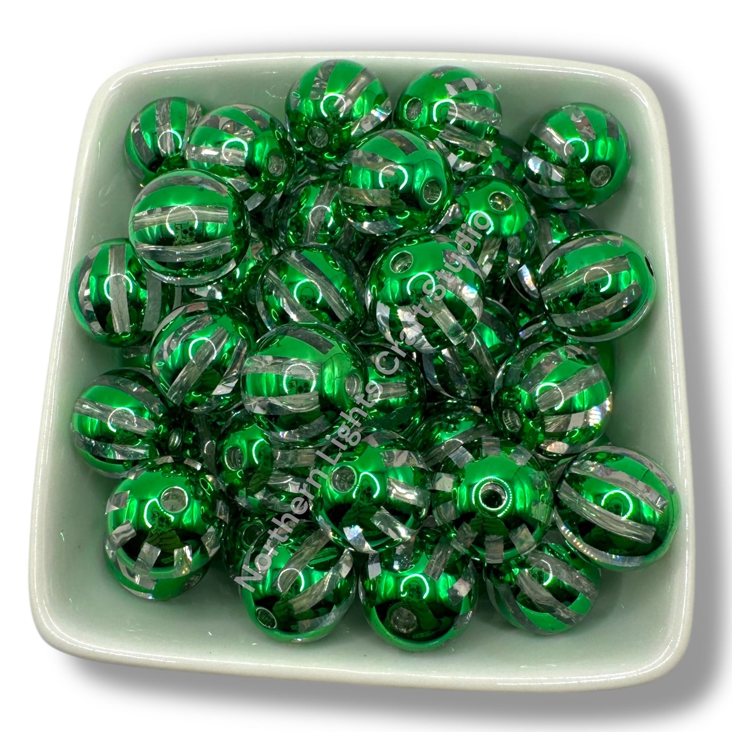 Shiny Striped 16mm Acrylic Beads - 20 pc.