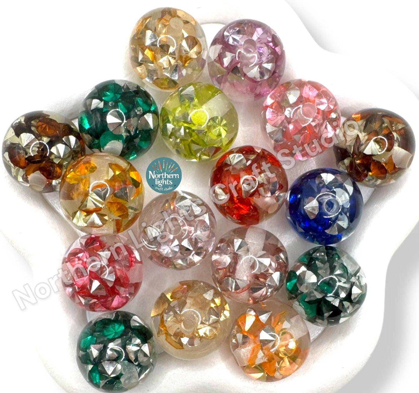 Diamond Chip Resin Beads - Bling Beads 20pc.