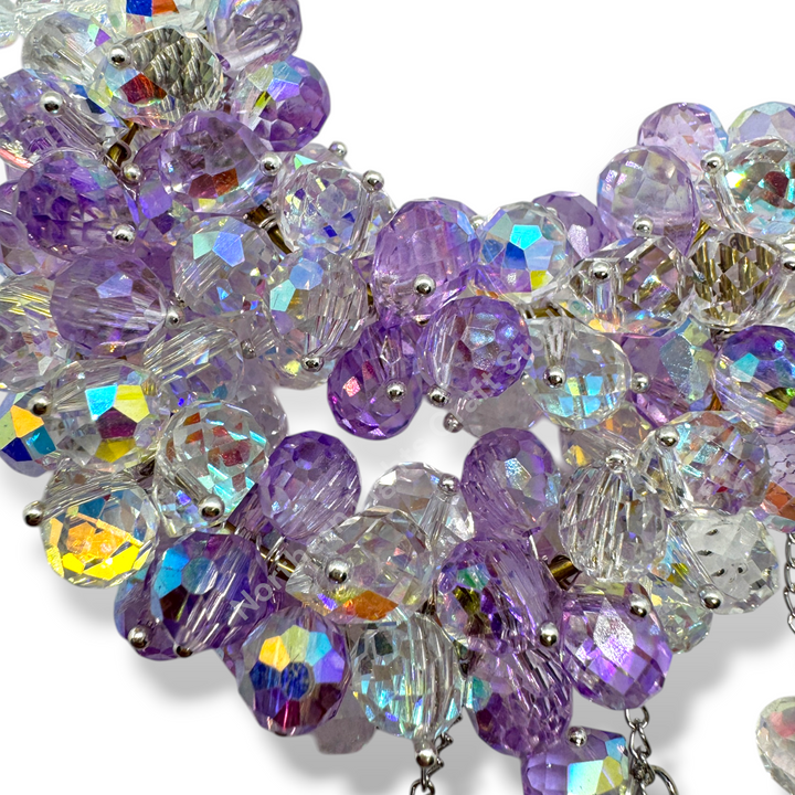 Purple and AB Crystal Moon Suncatcher / Moon Car Charm