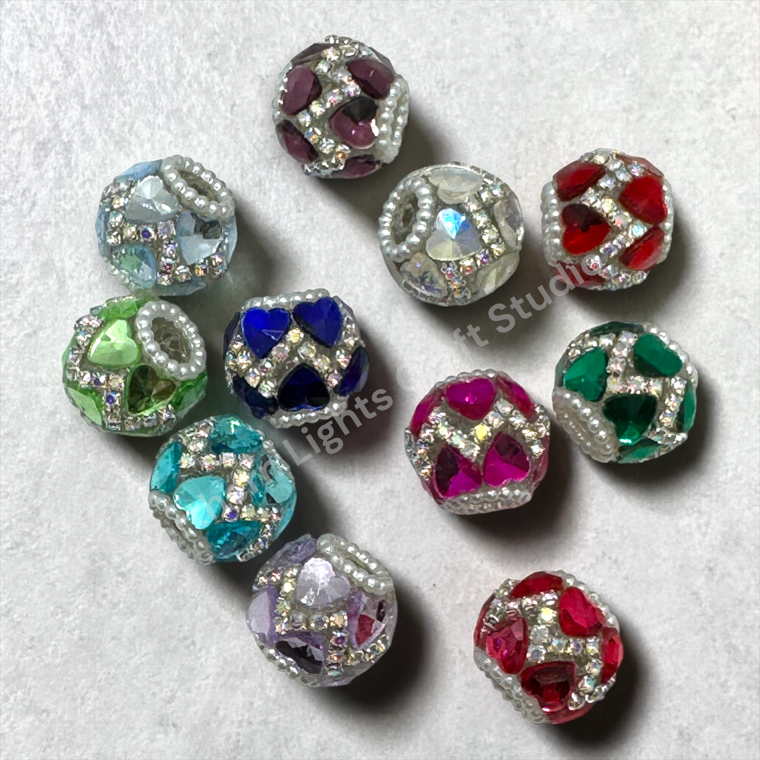 Rhinestone Zig Zag Heart Shape Crystal Fancy Bead - 4pc.