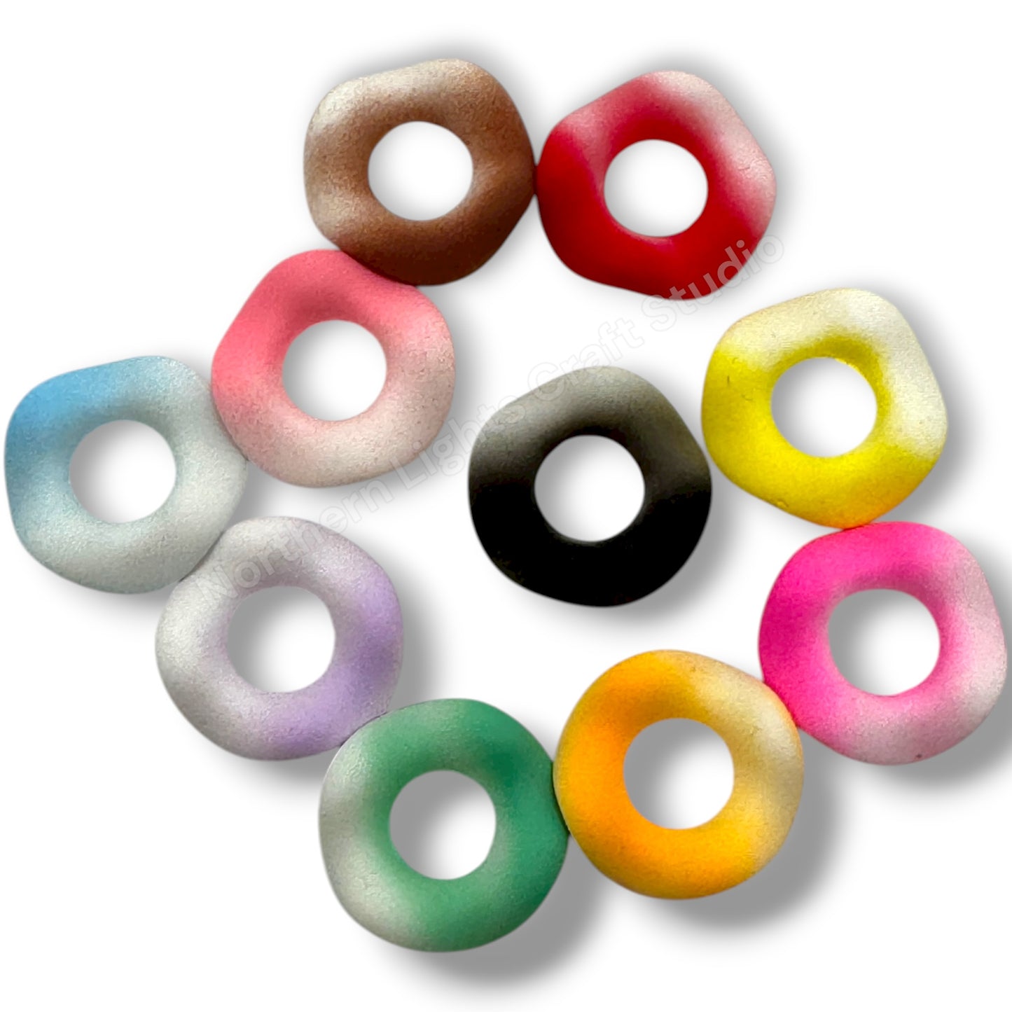Ombre Matte Finish Wavy Spacers 15mm Mix - 50pc.