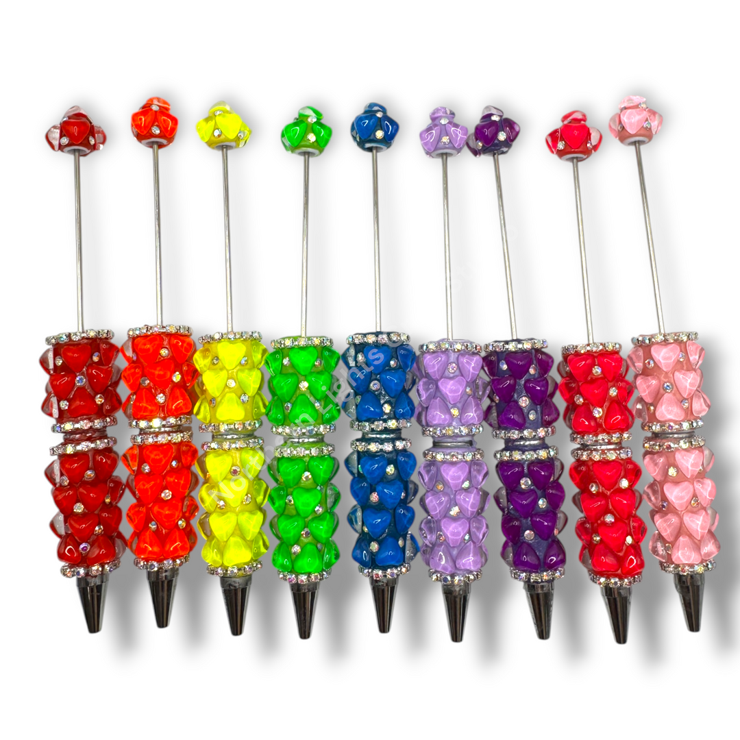 Beadable Jelly Neon Glass Heart Fancy Bling Rhinestone Pen
