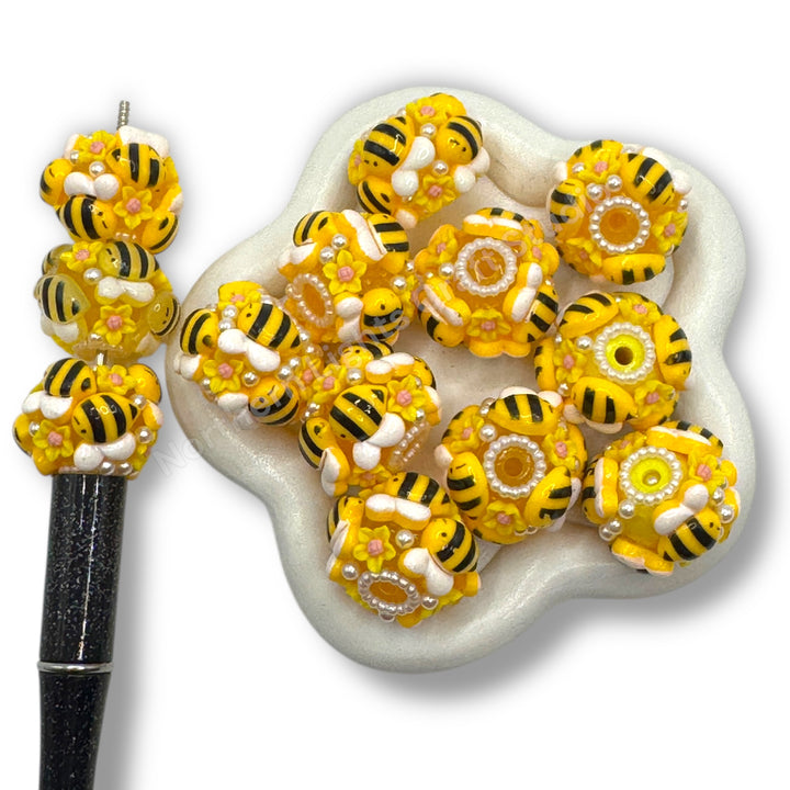 Bee Acrylic Charm Fancy Bead - 2pc.