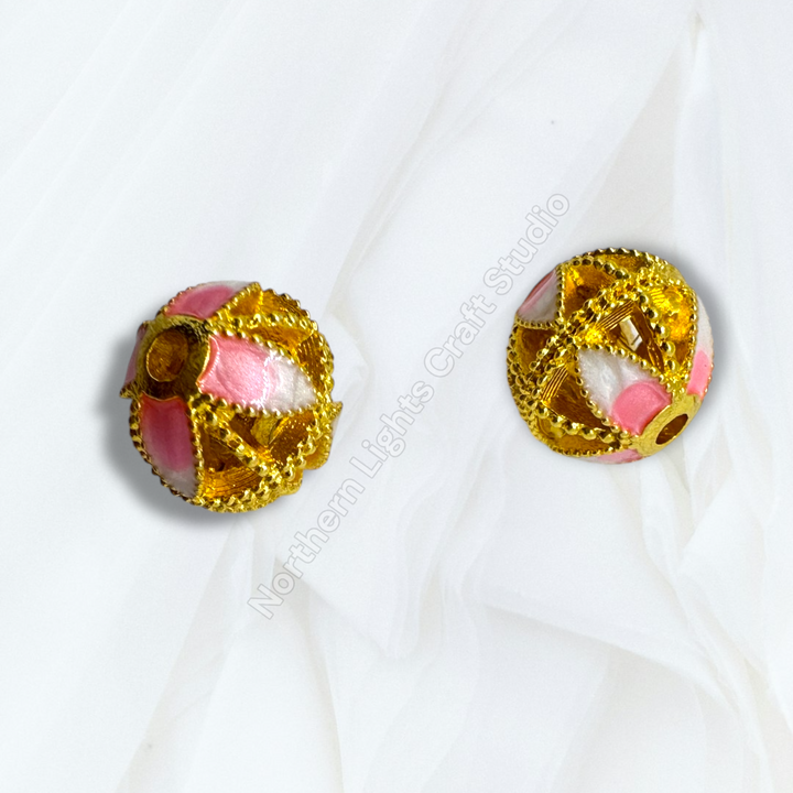 Copper Base Gold Plated Enamel Lotus Petal 10mm Beads - 10pcs.