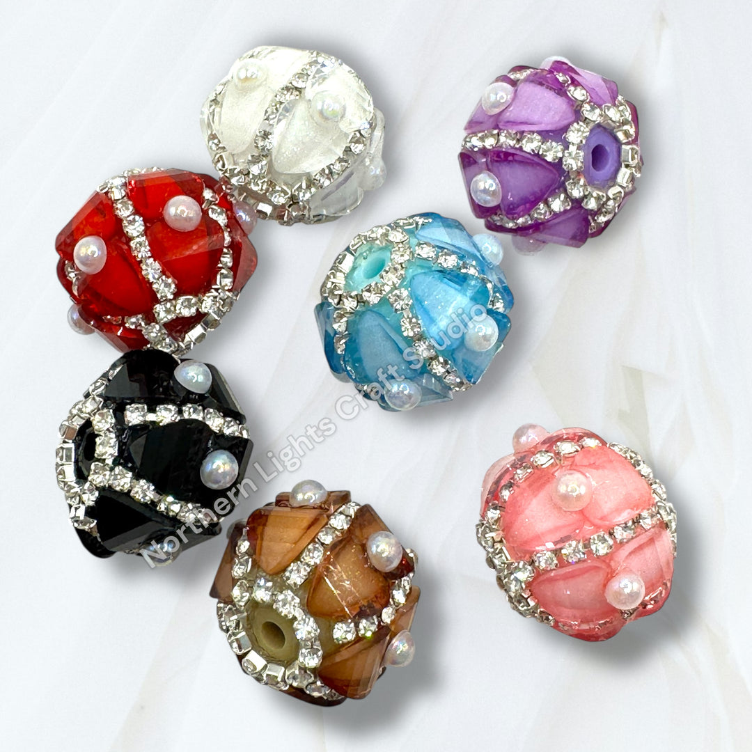 Acrylic Pumpkin Bead With Pearl Accent - 8pc. Mix