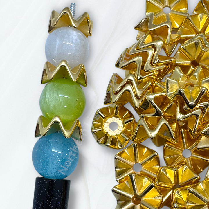 Colorful Zig Zag Acrylic Wavy 16mm Spacers  -Gold, Silver, or Mix- 50 pcs.