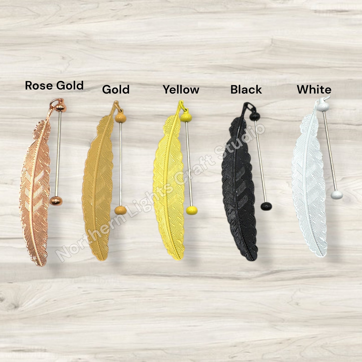 Feather Shaped Beadable Metal Bookmarks