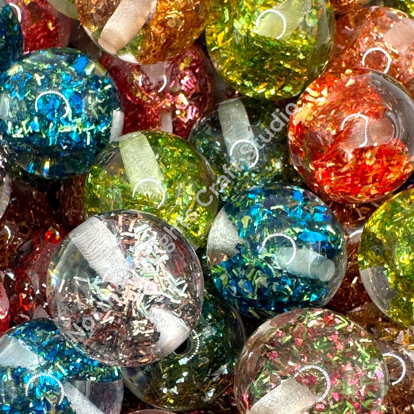 Glitter Tinsel Bow Beads- 16mm - 20 pieces