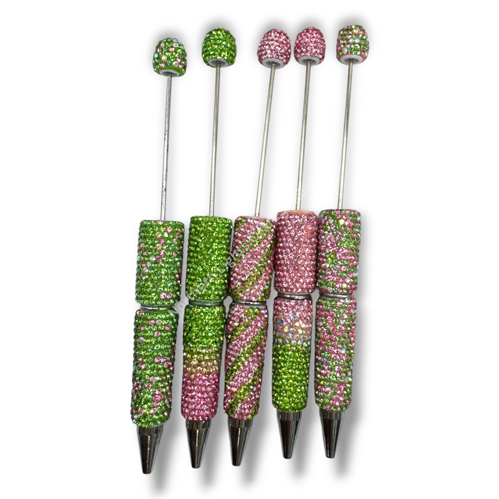 Pink and Green Theme Rhinestone Beadable Pens - 1pc.