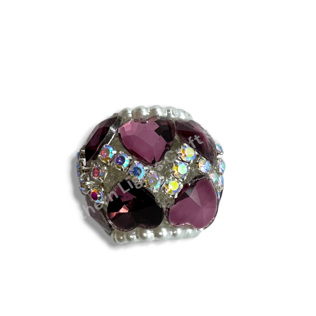 Rhinestone Zig Zag Heart Shape Crystal Fancy Bead - 4pc.