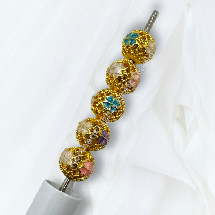 Copper Gold Plated Enamel Clover 10mm Beads - 10pc.  Mix